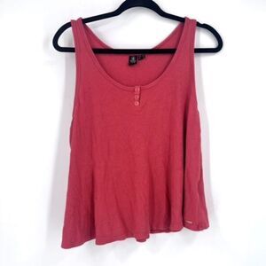 Volcom Lounge Ribbed Tank top Cropped Rose Gold Snaps size large lived in lounge